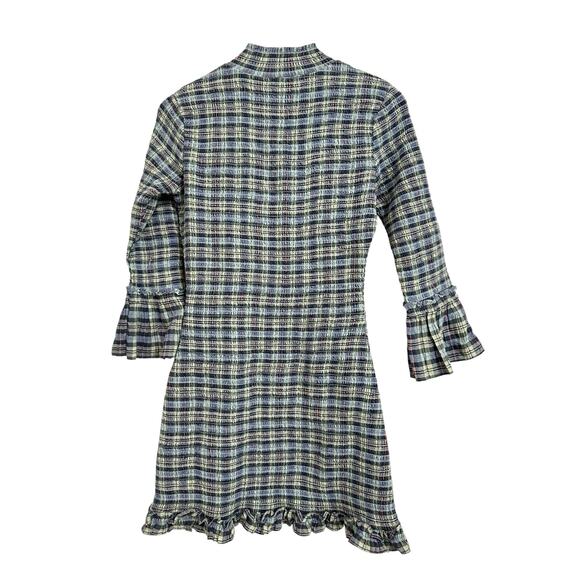 Free People Light sage combo Autumn Chill Plaid Mini Dress size medium $168 NEW - Picture 9 of 9